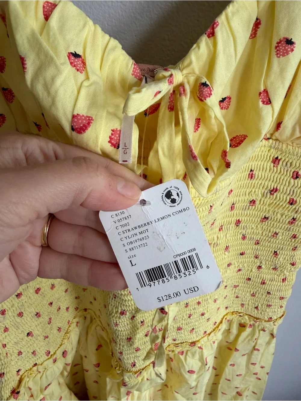 NWT Free People Lavender Daze Smocked Sundress in Strawberry Lemon L